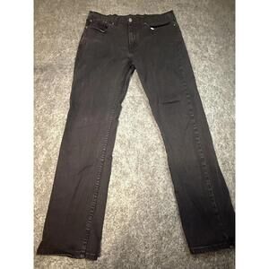 Levi's 514 Regular Fit Zip Straight Leg Denim Jeans 36X32 Mens Black Stretch